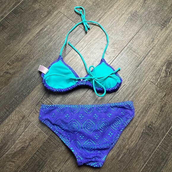No Boundaries Teal & Purple Bikini Two Piece Swim Suit ((Small 3-5)) - Picture 2 of 4